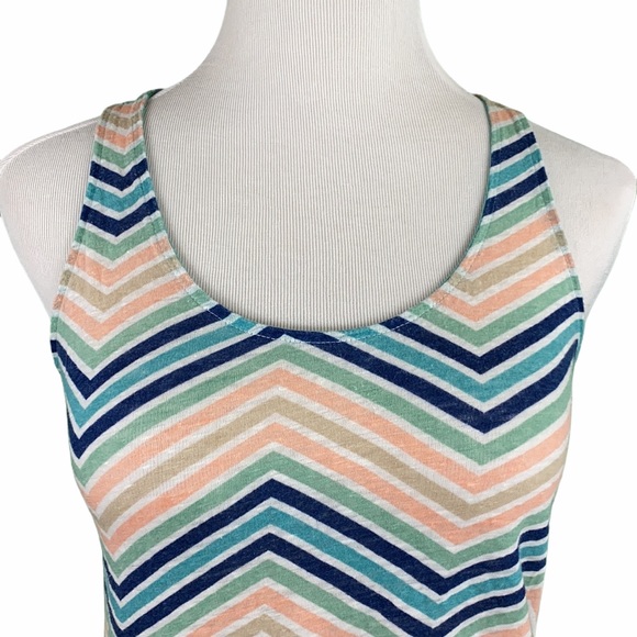 JCP 100% Linen Multicolor Chevron Print Tank Top - Picture 2 of 11